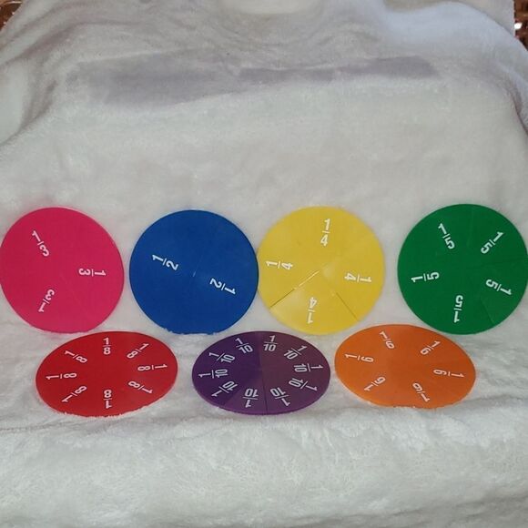 Fraction Plastic Discs Set of 6 Math Homeschool - Picture 1 of 8